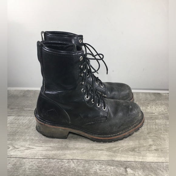 Mens Red Worx Shoes 5470 Logger Steel Toe Leather Work Logging Boots Size 8.5 M main image 4